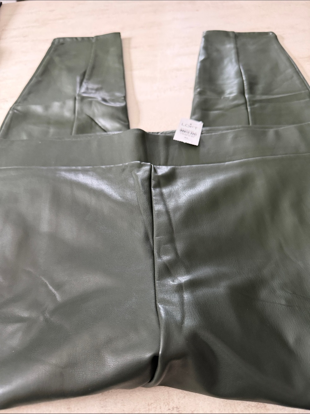 LOFT Faux Leather Leggings in Olive Green
